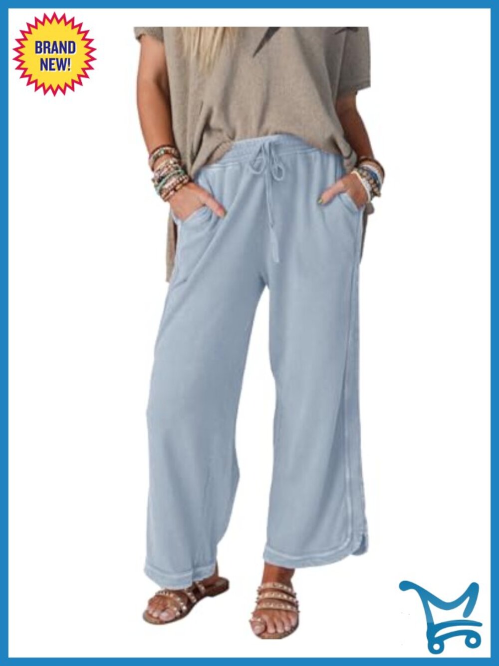Womens Wide Leg Sweatpants High Waisted Loose Fit Cotton Polyester Pants